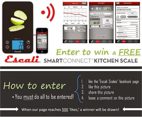 Win a SmartConnect Kitchen Scale Giveaway courtesy from Escali Scales