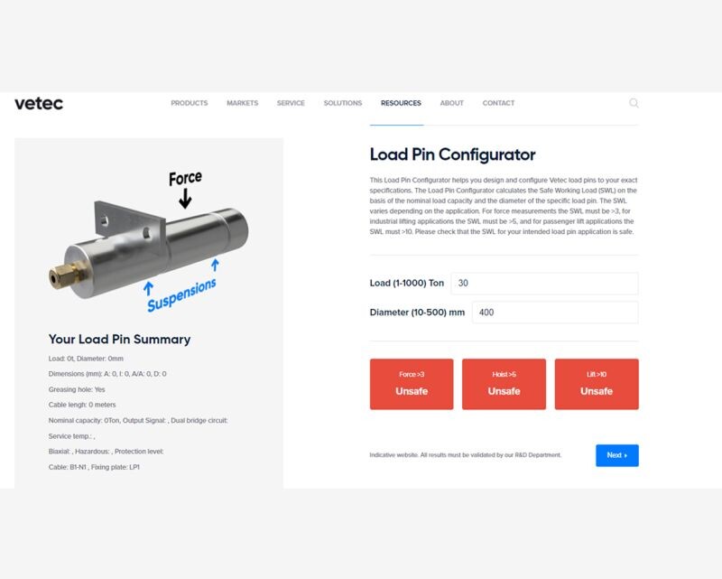 Vetec A/S have Released their New Load Pin Configurator