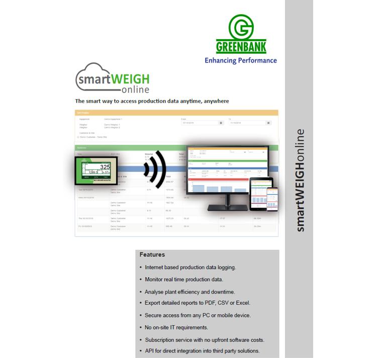 Greenbank's New SmartWEIGH online data logging systems launched