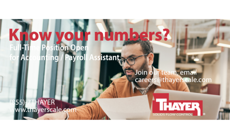 Job Offer By Thayer Scale-Hyer Industries, Inc. - Accounting / Payroll Assistant