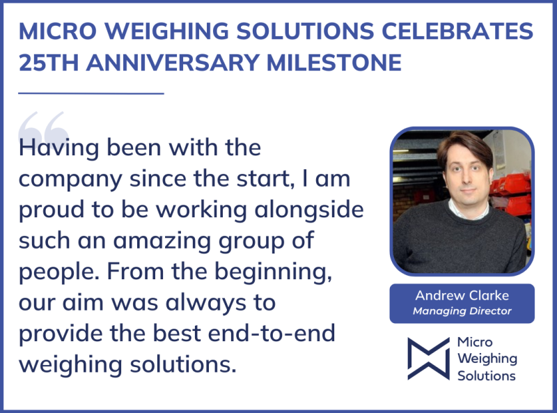 Micro Weighing Solutions Celebrates 25th Anniversary Milestone