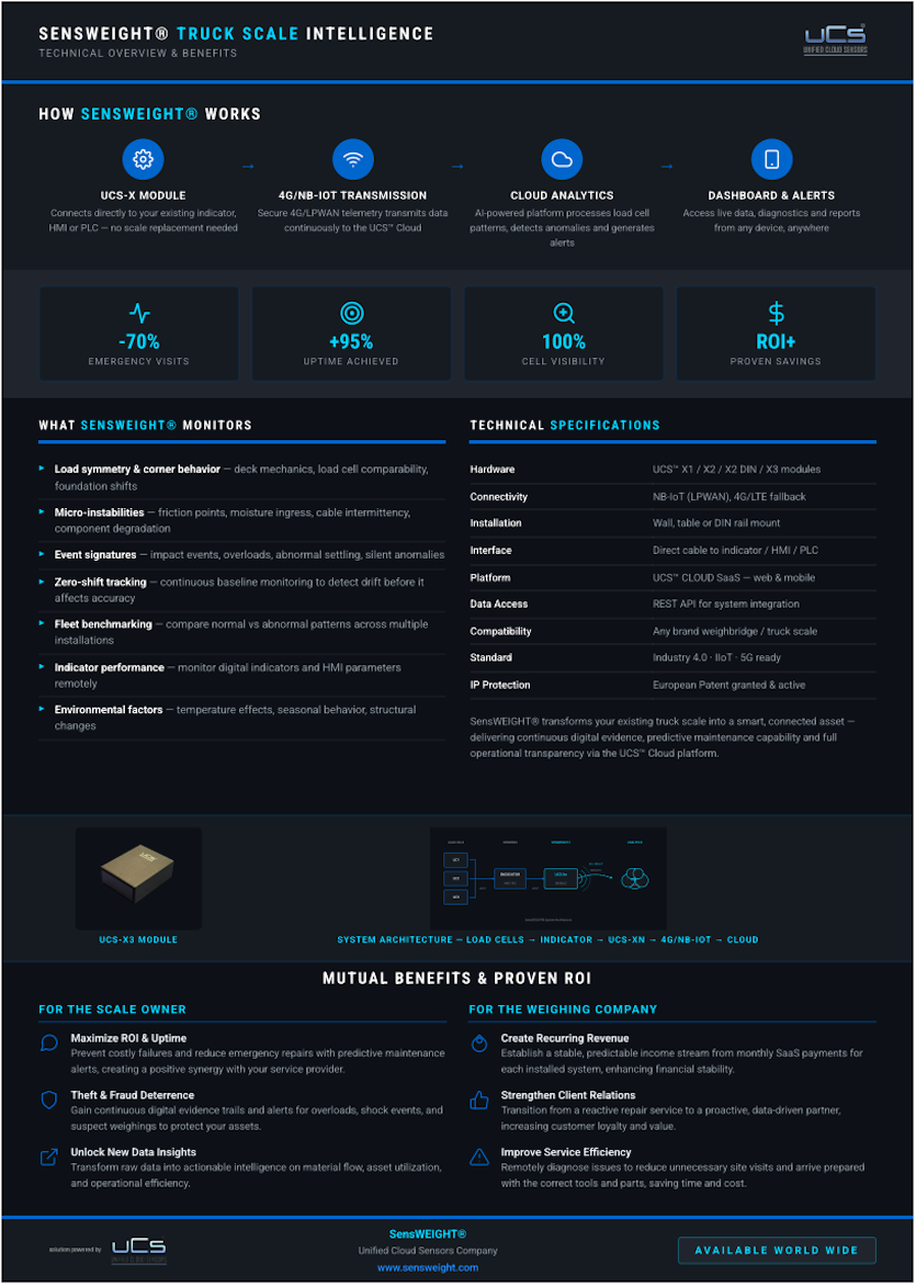 SensWEIGHT® — Remote Monitoring & Intelligence Platform for Truck Scales (Weighbridges)