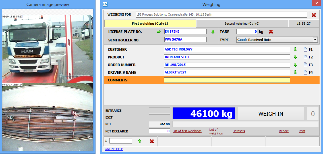GS Software GSW Standard - Software for truck and rail scales